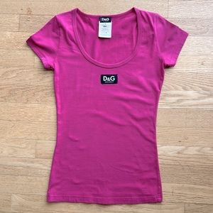 Dolce & Gabbana hot pink women’s top size Small stretch cotton made in Italy !!!
